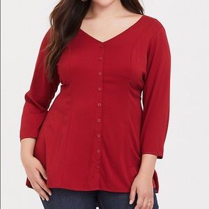 TORRID SCARLET RED TIE BACK TUNIC BLOUSE sz 3x